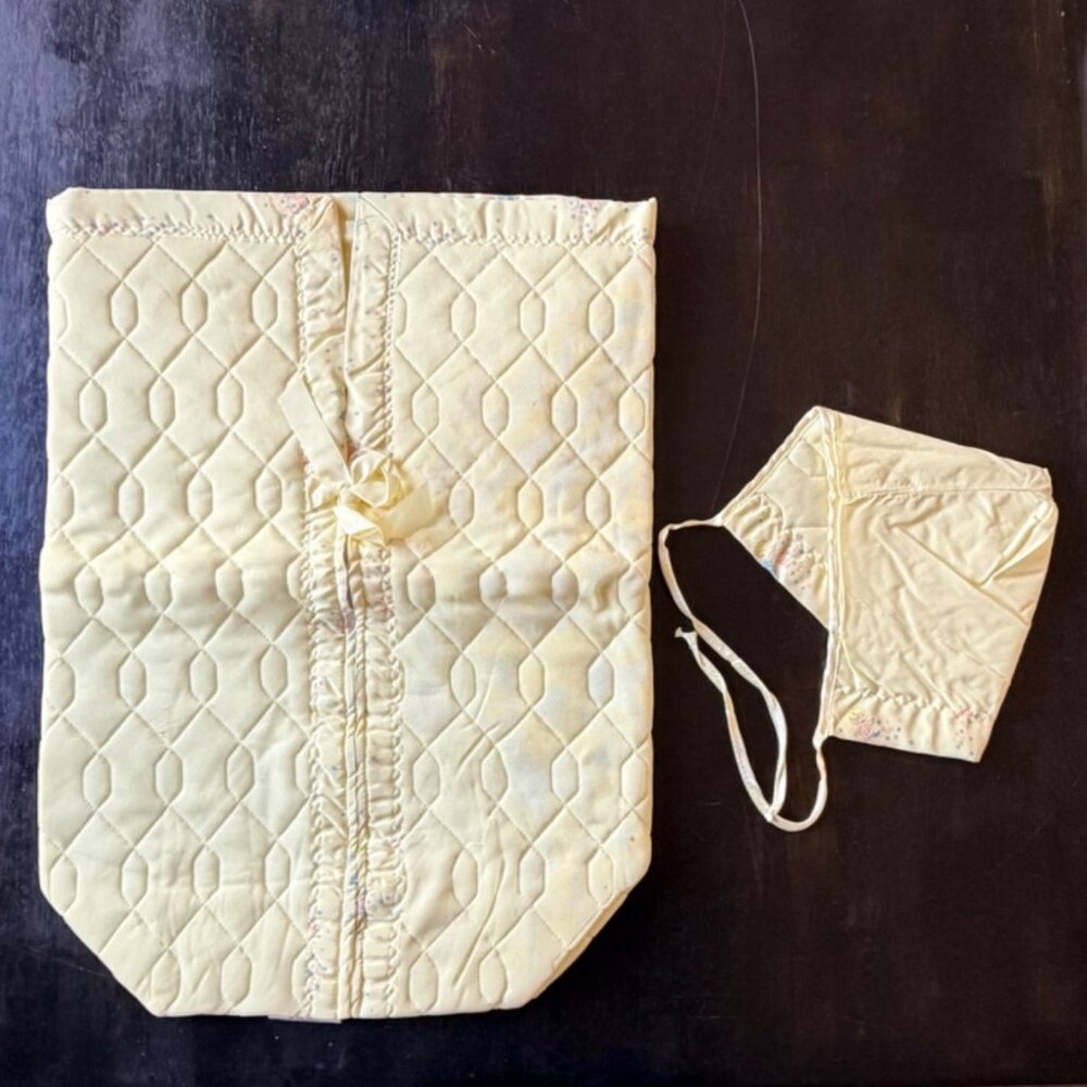 1970s Vintage Baby Quilted Bunting Sleeper Bonnet Eastex Boxed